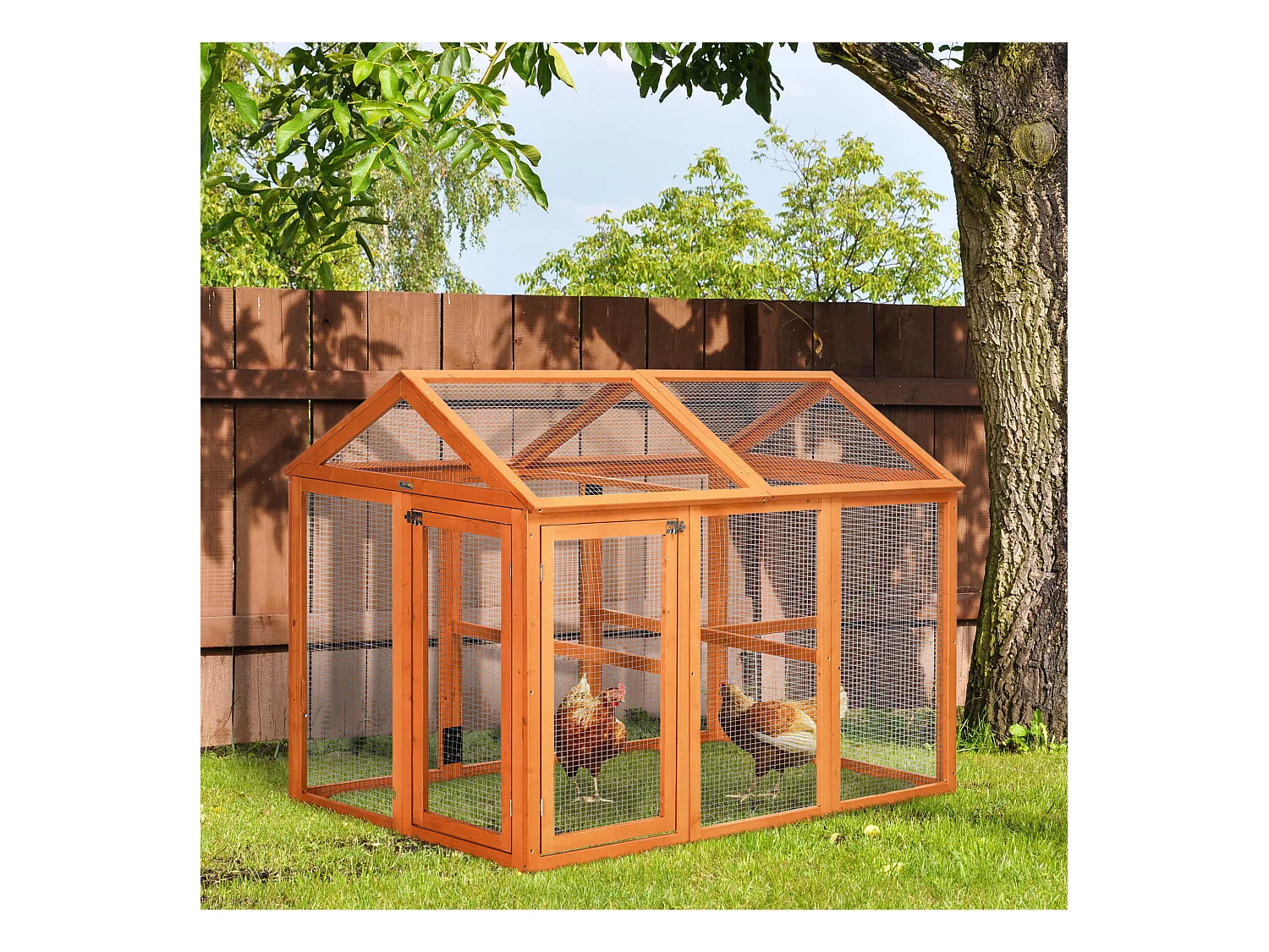 Enclos poulailler parc grillagé dim. 140L x 88,5l x 106H cm - bois de sapin pré-huilé