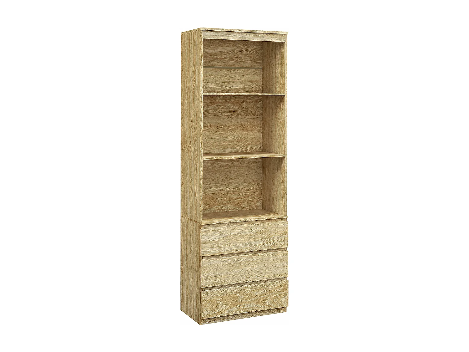 Bibliothèque 3 étagères 3 tiroirs - dim. 60L x 35l x 180H cm - panneaux aspect bois naturel