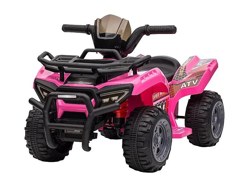 Buggy électrique enfant quad électrique pour enfant de 18 à 36 mois effet lumineux 6 V 2 Km/h max. métal PP rose