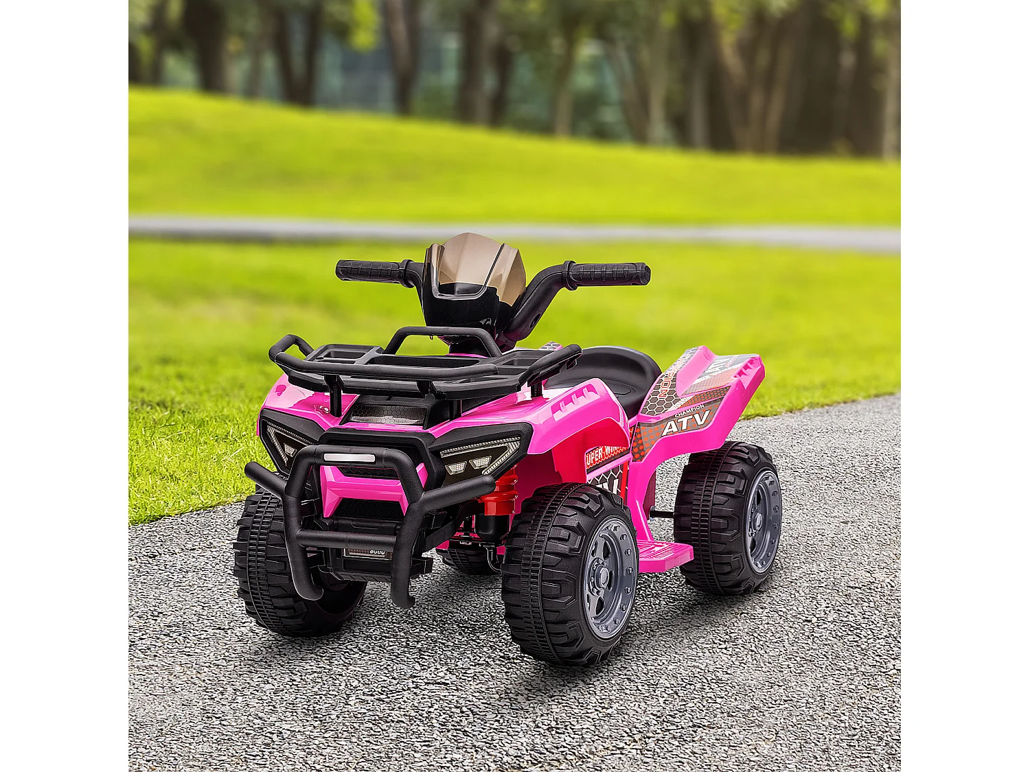 Buggy électrique enfant quad électrique pour enfant de 18 à 36 mois effet lumineux 6 V 2 Km/h max. métal PP rose
