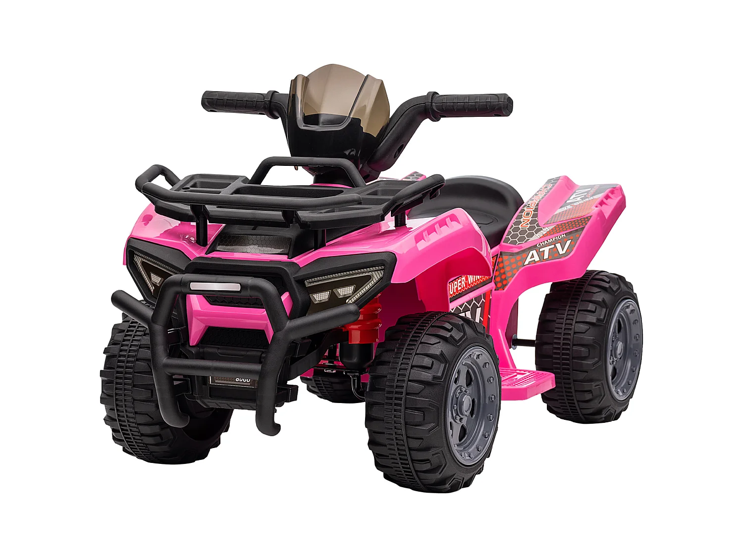 Buggy électrique enfant quad électrique pour enfant de 18 à 36 mois effet lumineux 6 V 2 Km/h max. métal PP rose