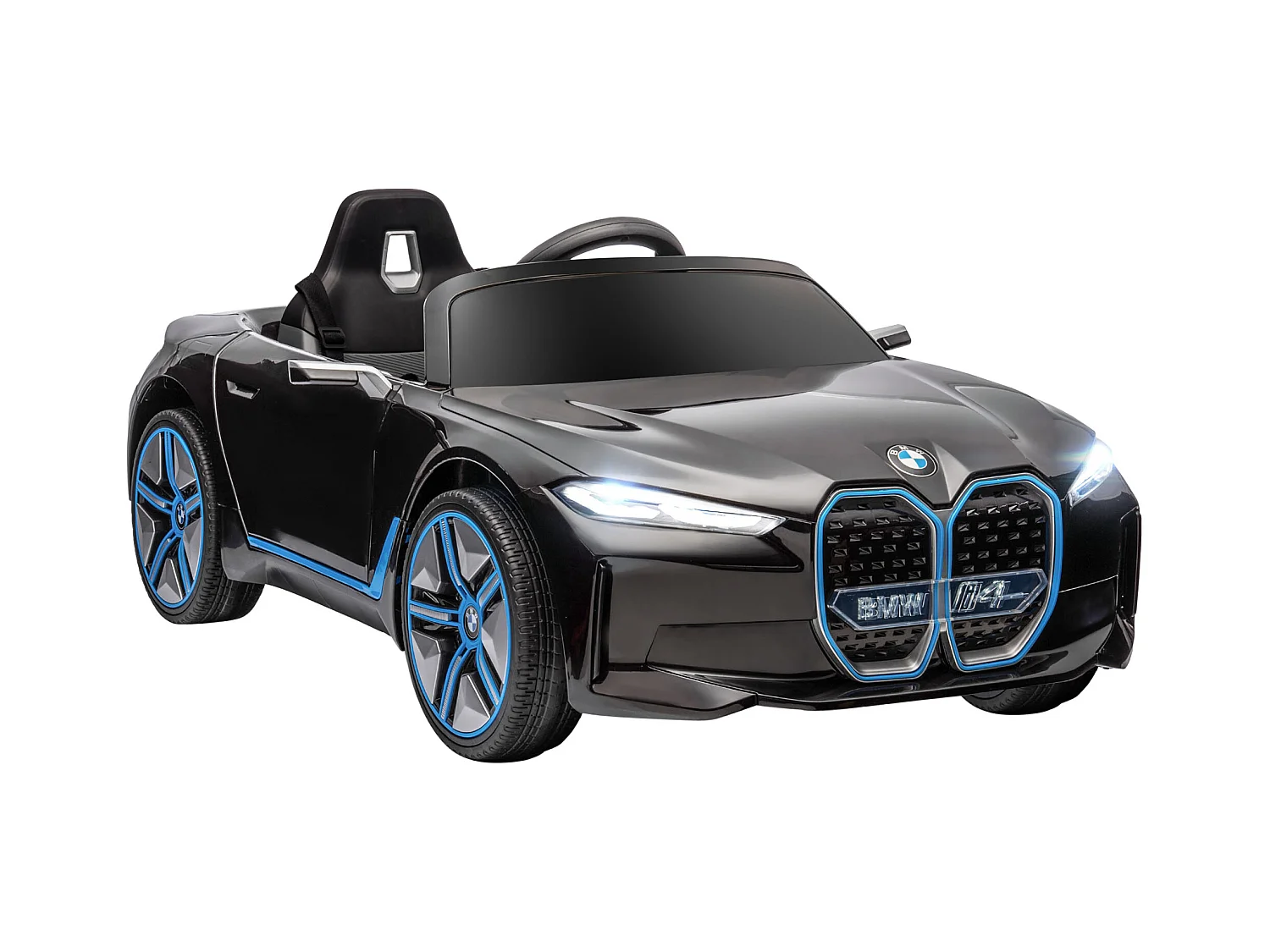 Voiture électrique enfant licence BMW I4 12V 3-5Km/h max. nombreux effets télécommande noir
