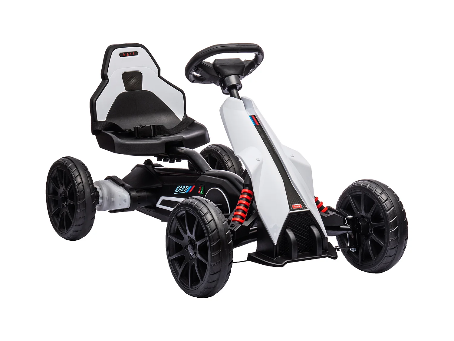 Kart électrique pour enfant 3+ Go kart 12V - 2 vitesses max. 5 Km/h - autonomie max. 50 min. - ceinture - blanc