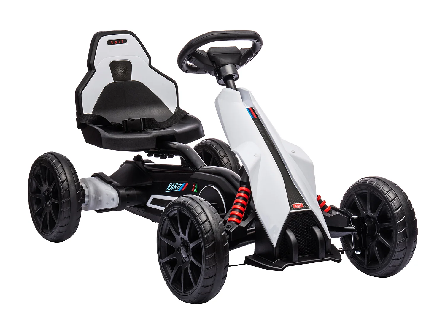 Kart électrique pour enfant 3+ Go kart 12V - 2 vitesses max. 5 Km/h - autonomie max. 50 min. - ceinture - blanc