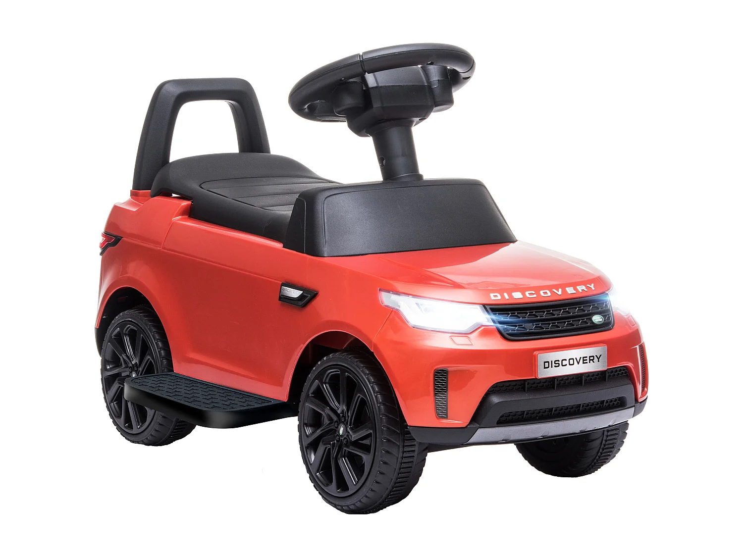 Voiture électrique enfant porteur 2 en 1 - licence Land Rover Discovery - effets lumineux sonores - rouge