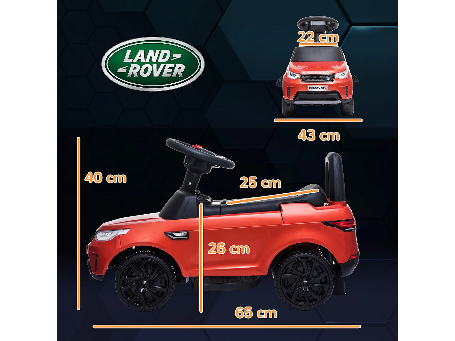 Voiture électrique enfant porteur 2 en 1 - licence Land Rover Discovery - effets lumineux sonores - rouge