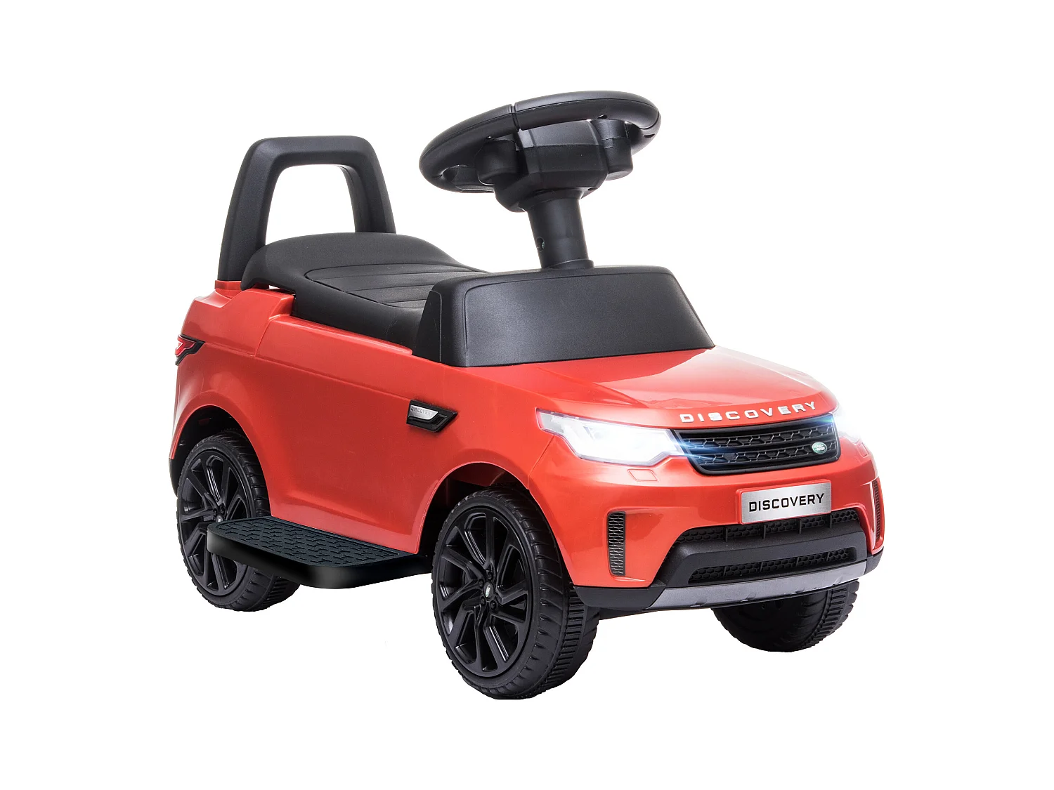 Voiture électrique enfant porteur 2 en 1 - licence Land Rover Discovery - effets lumineux sonores - rouge