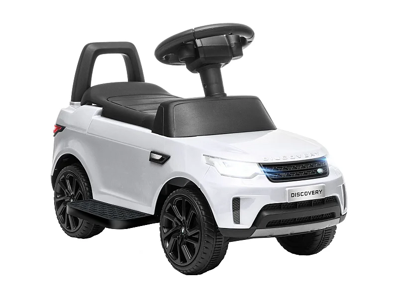 Voiture électrique enfant porteur 2 en 1 - licence Land Rover Discovery - effets lumineux sonores - blanc