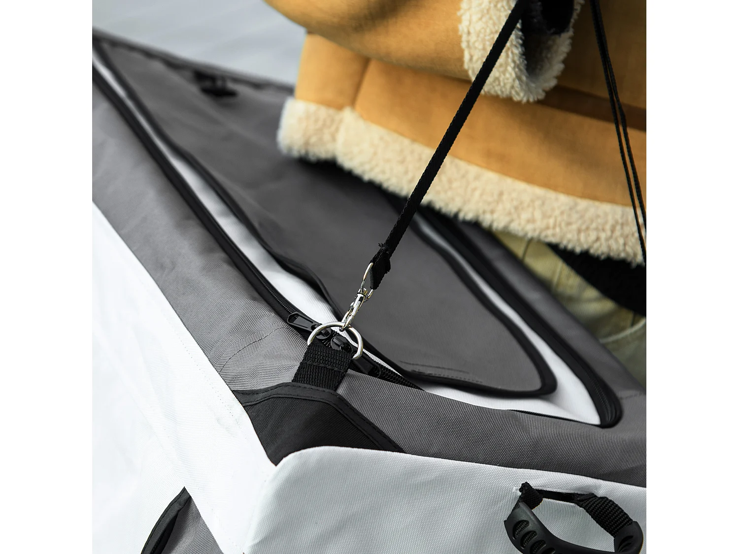 Poussette pliable animaux chien chat nacelle amovible 4 roues gris