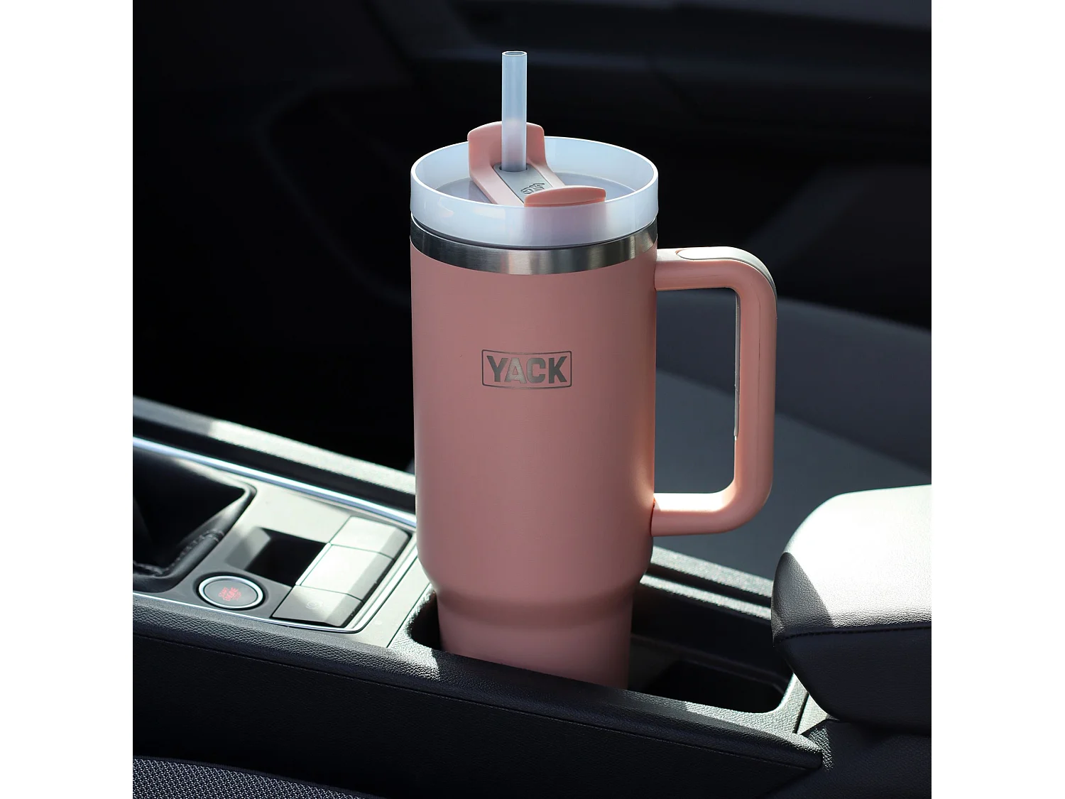 Yack - Gobelet Yack 1.2l En Acier Inoxydable Rose Couvercle Et Paille