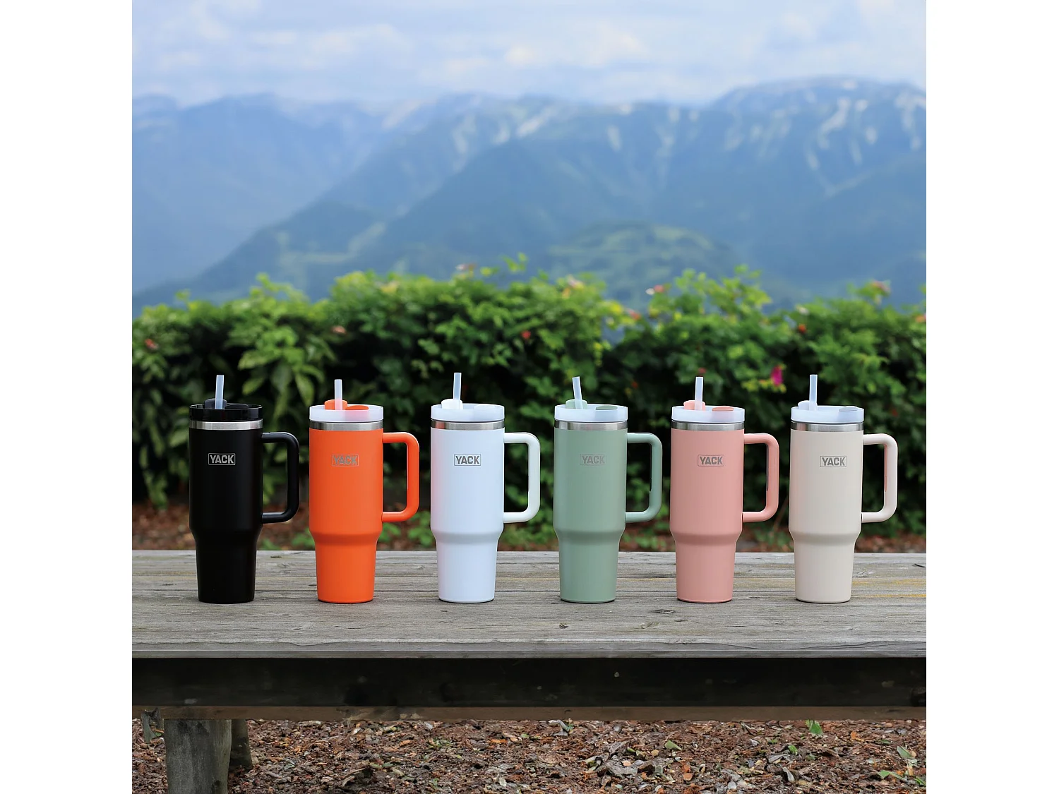 Yack - Gobelet Yack 1.2l Acier Inoxydable Terracotta Avec Couvercle Et Paille