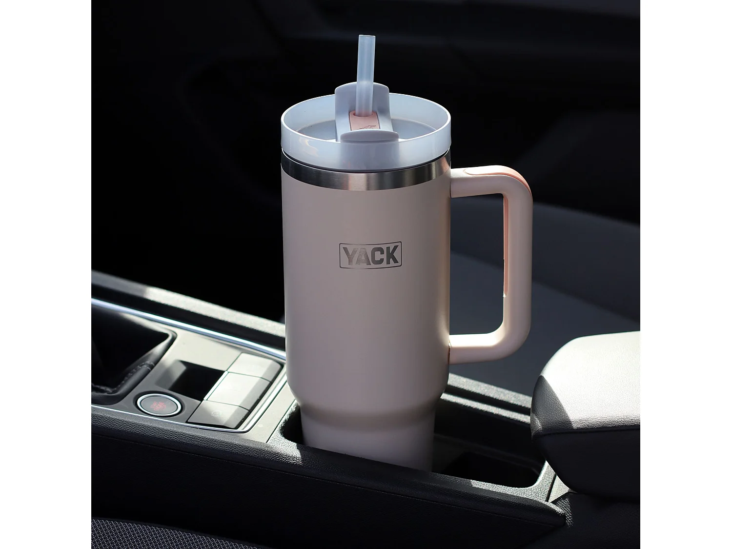 Yack - Gobelet Yack 1.2l En Acier Inoxydable Rose Poudré Couvercle+paille