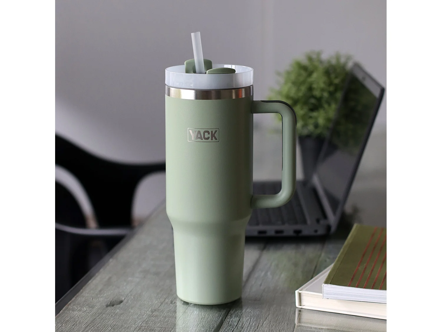 Yack - Gobelet Yack 1.2l En Acier Inoxydable Vert Avec Couvercle Et Paille