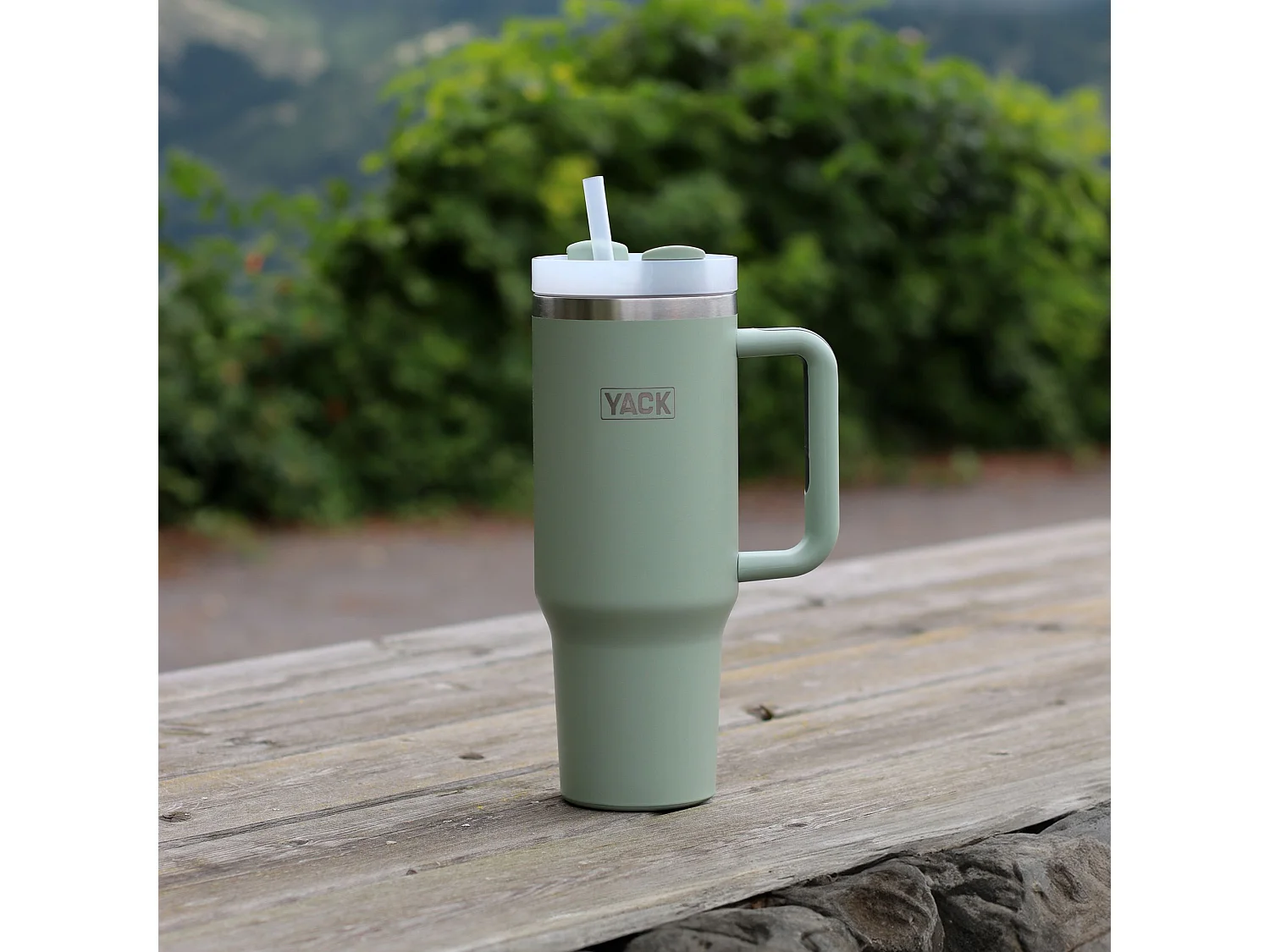 Yack - Gobelet Yack 1.2l En Acier Inoxydable Vert Avec Couvercle Et Paille