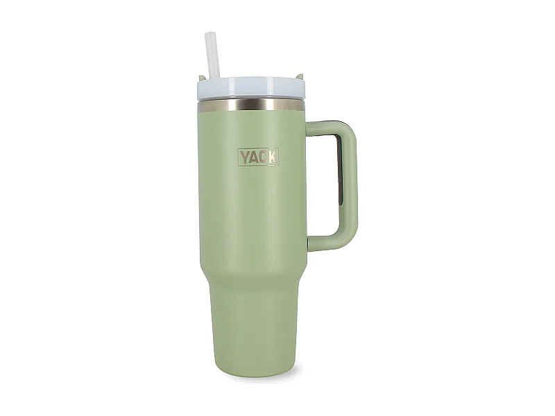 Yack - Gobelet Yack 1.2l En Acier Inoxydable Vert Avec Couvercle Et Paille