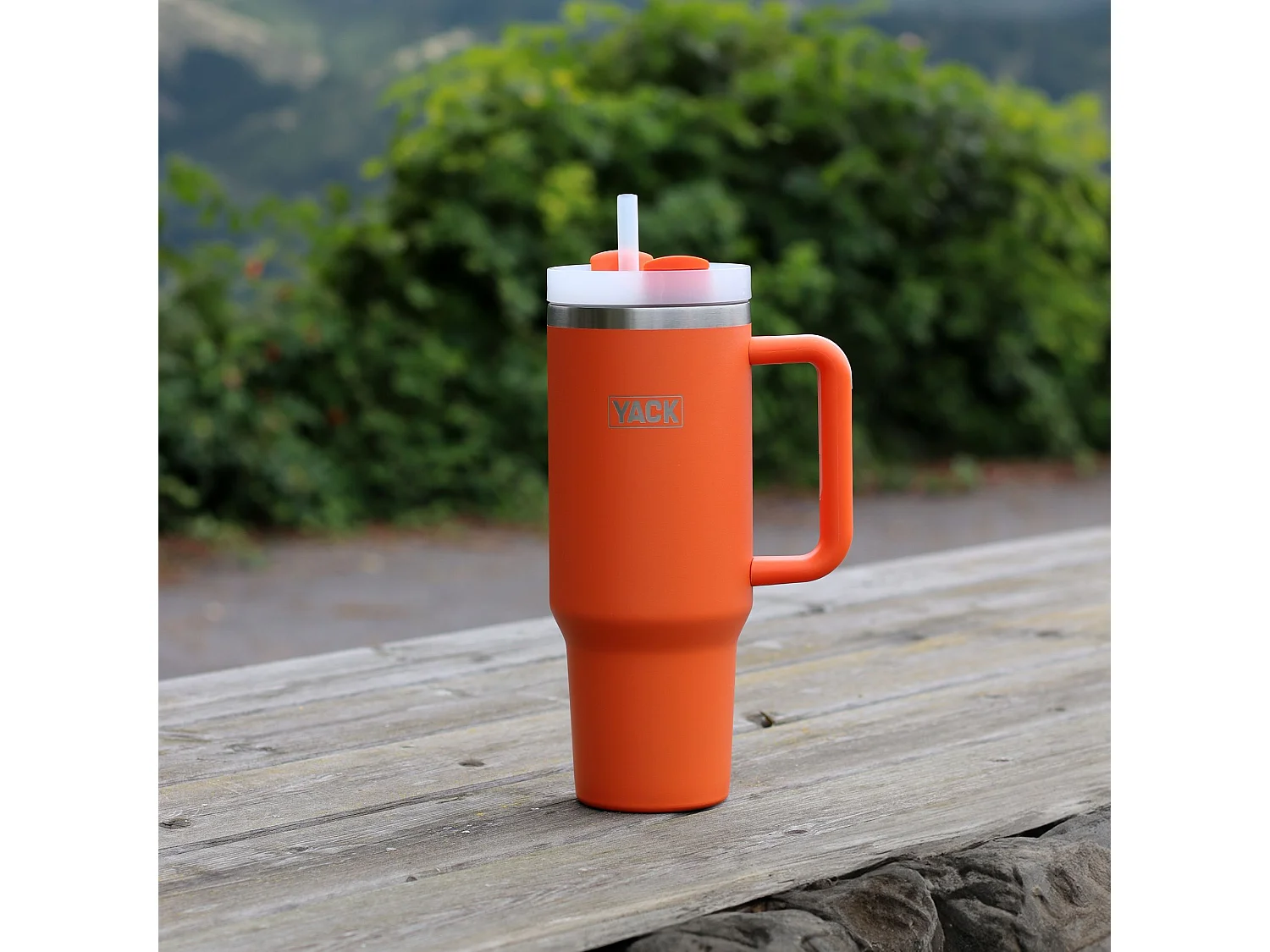 Yack - Gobelet Yack 1.2l En Acier Inoxydable Orange Avec Couvercle Et Paille