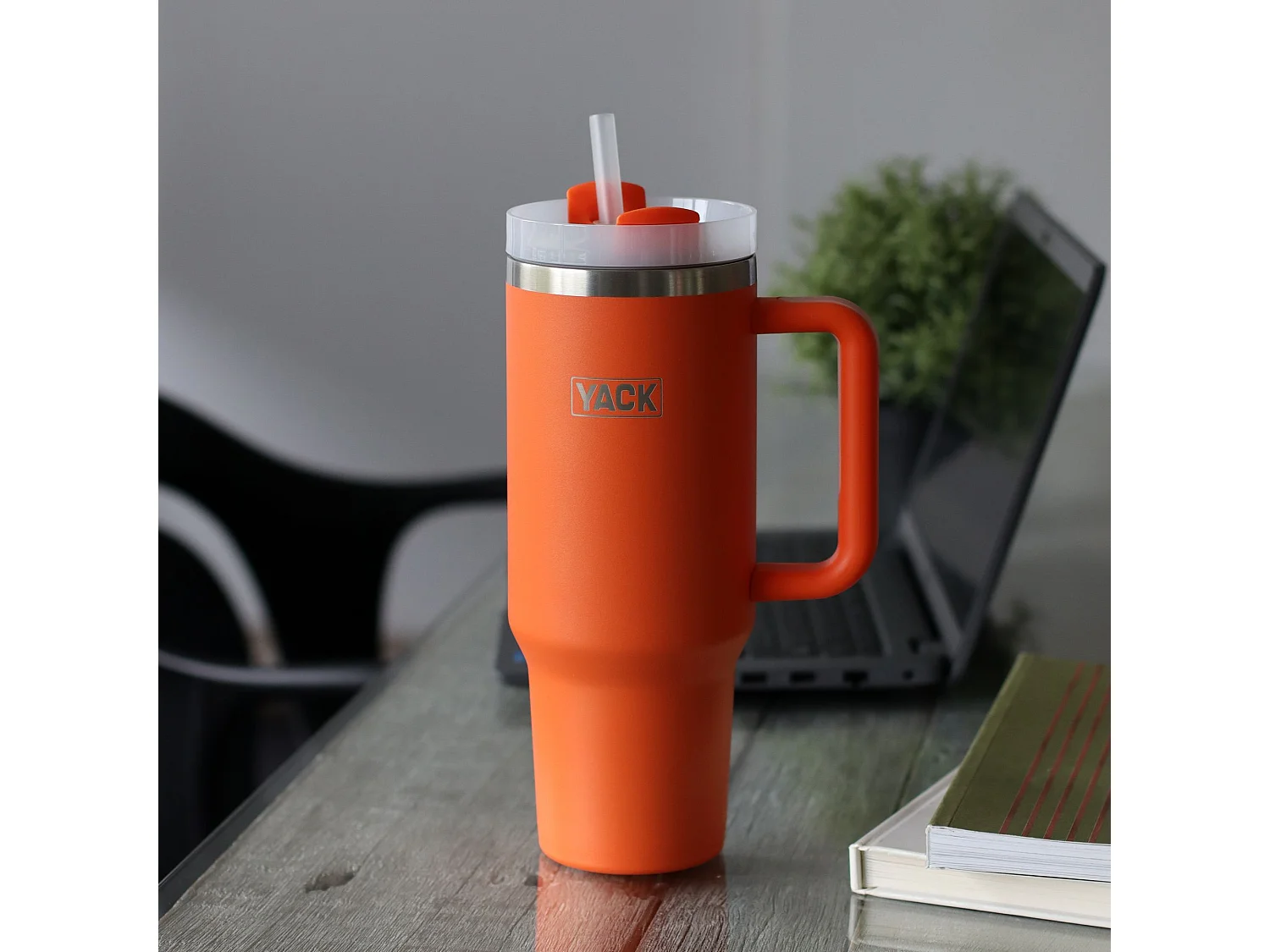 Yack - Gobelet Yack 1.2l En Acier Inoxydable Orange Avec Couvercle Et Paille