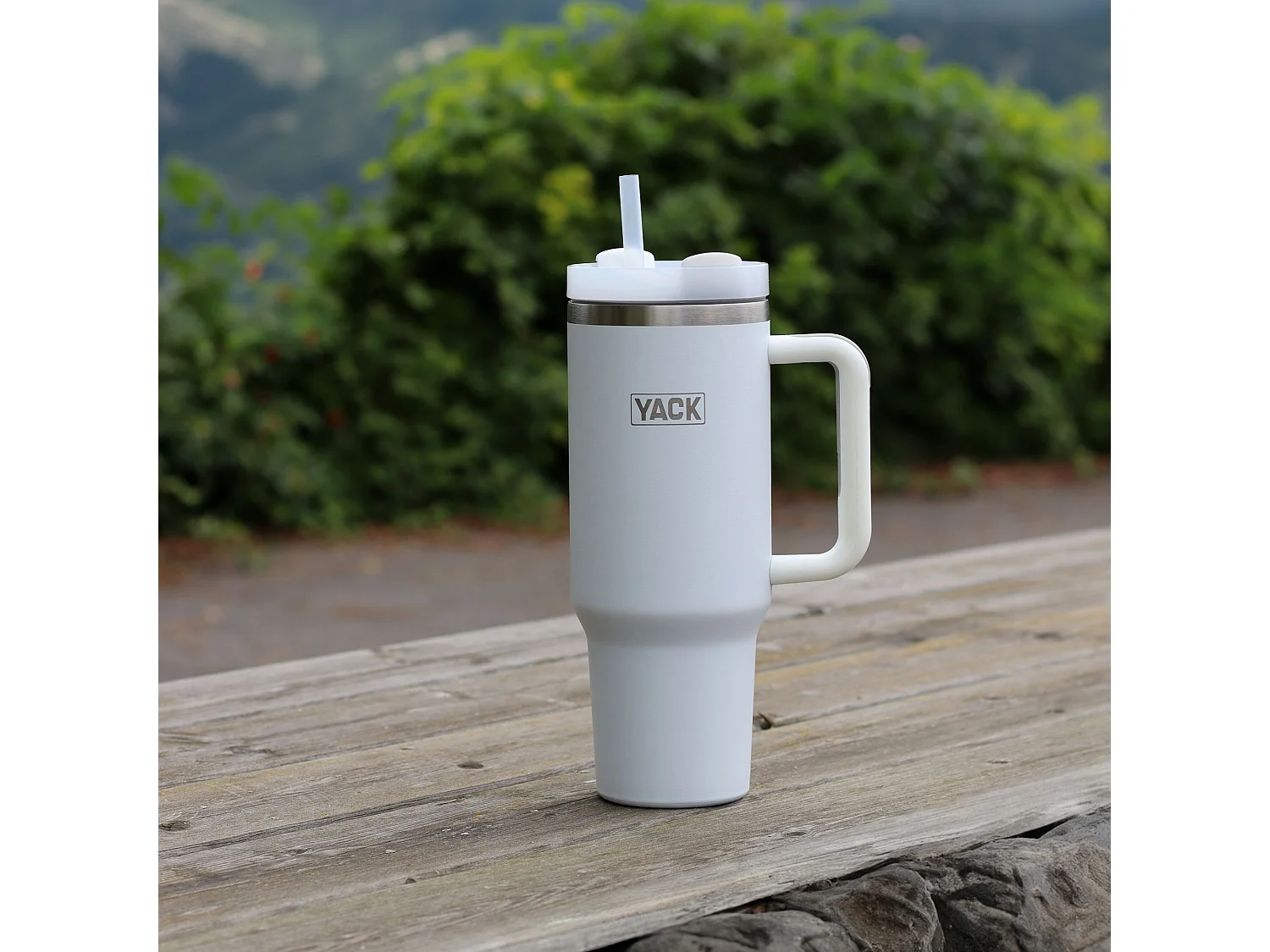 Yack - Gobelet Yack 1.2l En Acier Inoxydable Blanc Avec Couvercle Et Paille