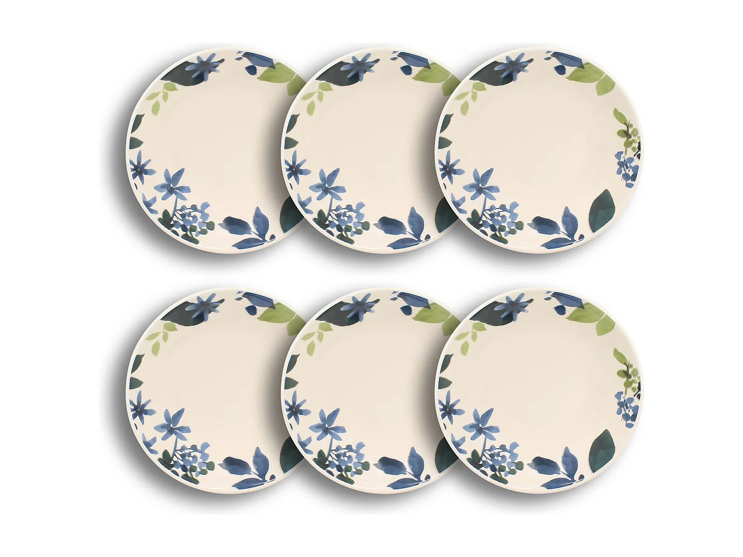 Novastyl - Lot 6 Assiettes Creuses Bleuet 20.5cm En Gres