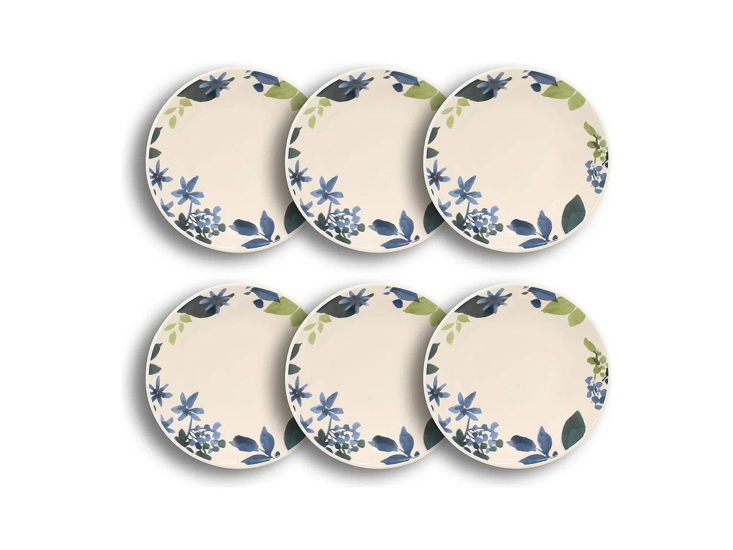 Novastyl - Lot 6 Assiettes Creuses Bleuet 20.5cm En Gres