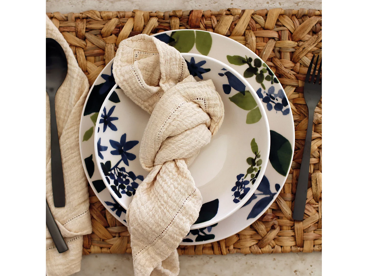 Novastyl - Lot 6 Assiettes Creuses Bleuet 20.5cm En Gres