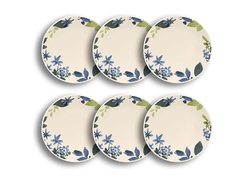 Novastyl - Lot 6 Assiettes Creuses Bleuet 20.5cm En Gres