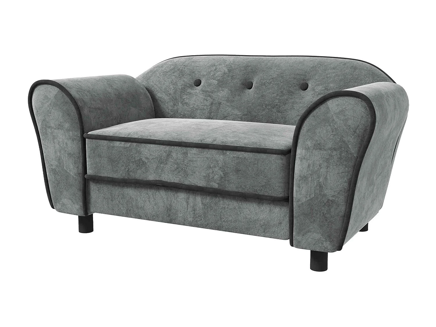 Canapé pour chien design - coussin déhoussable - dim. 74L x 41l x 32,5H cm - velours gris