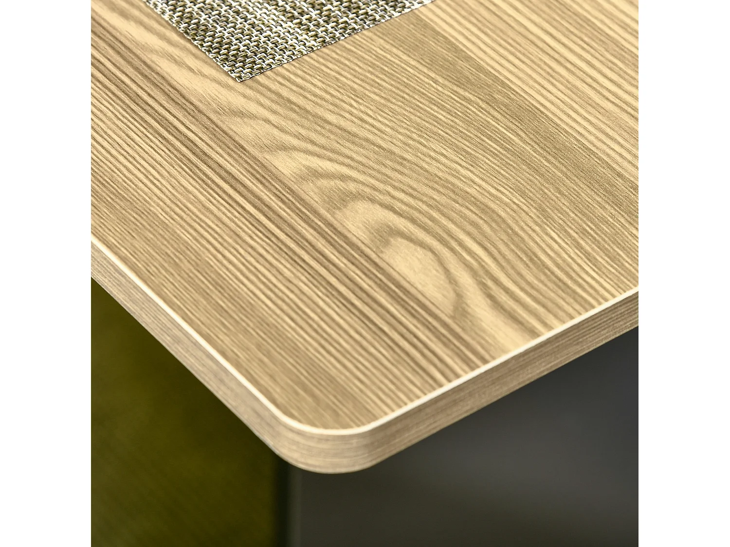 Table à manger pliante sur roulettes - porte, 2 tiroirs - gris aspect chêne clair