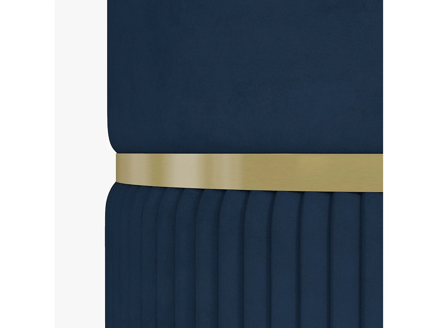 Pouf repose-pied tabouret design avec coffre de rangement velours côtelé acier brossé doré bleu foncé