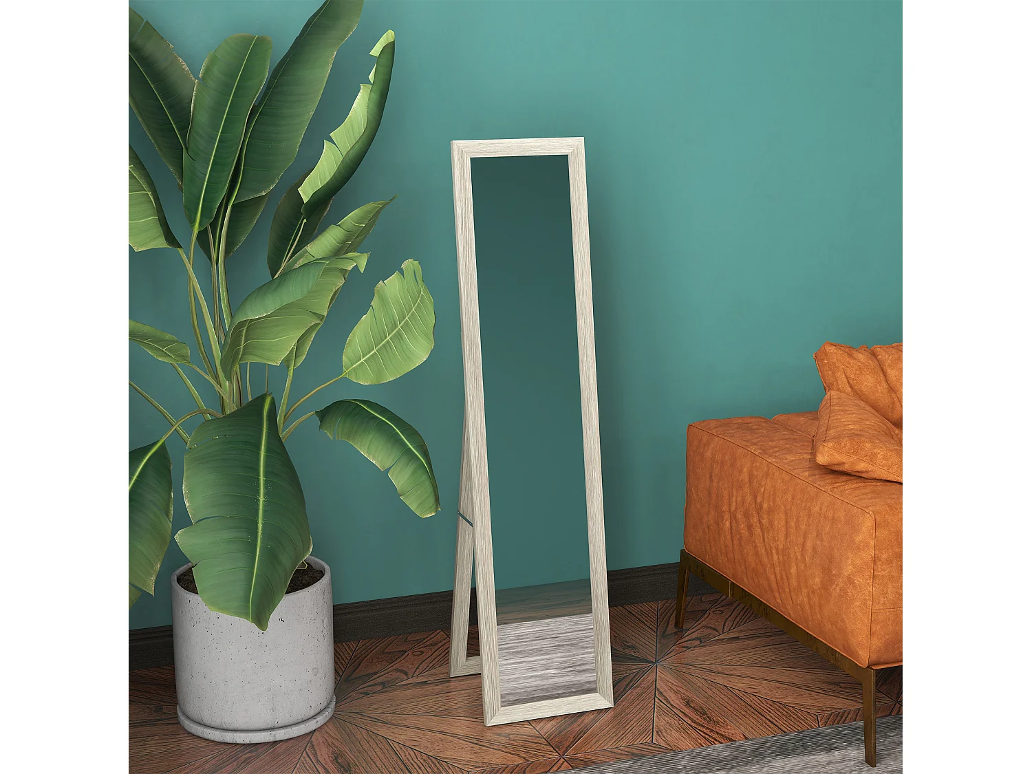 Miroir sur pied et mural rectangulaire dim. 37L x 40l x 157H cm aspect bois gris