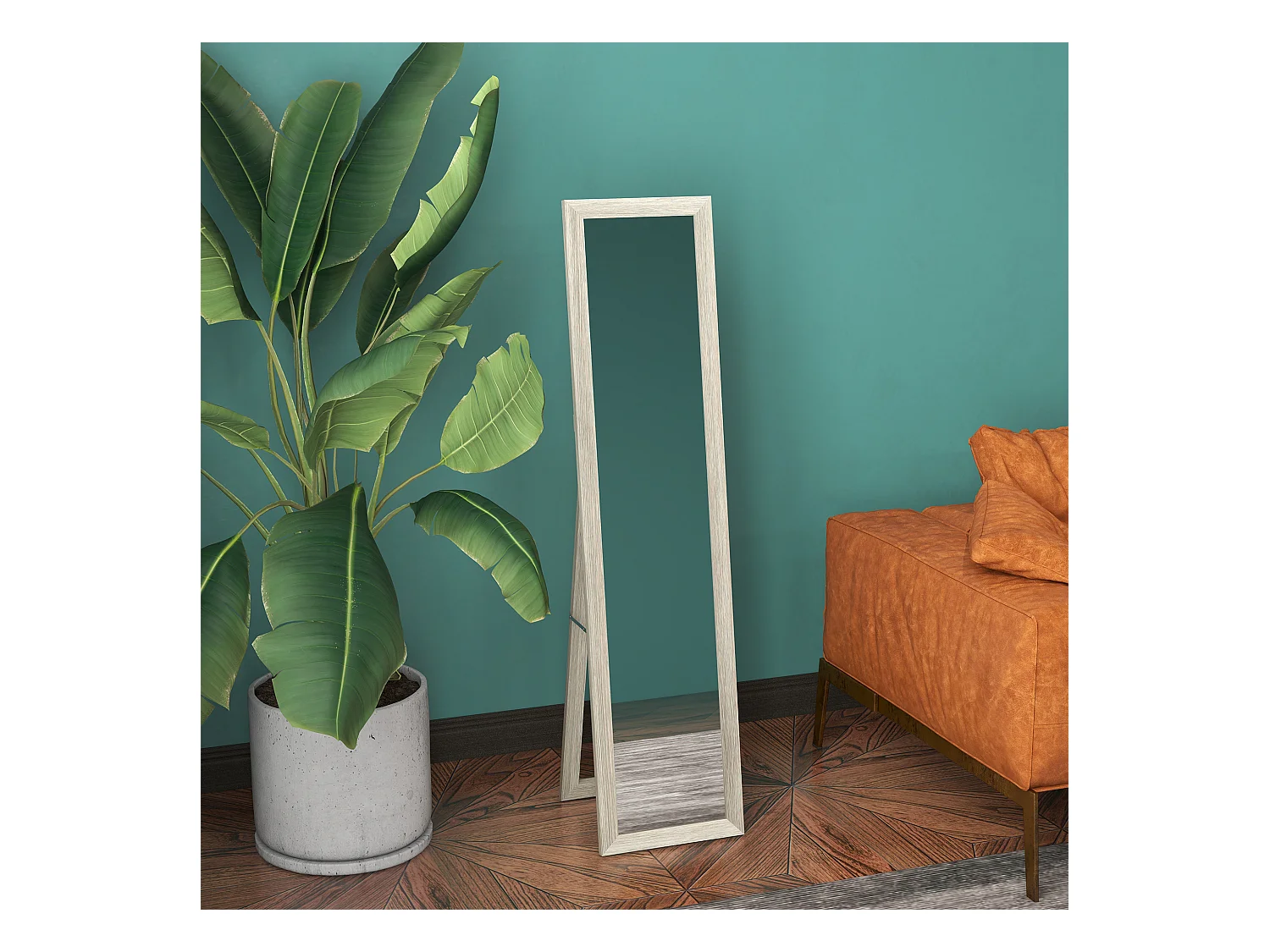 Miroir sur pied et mural rectangulaire dim. 37L x 40l x 157H cm aspect bois gris