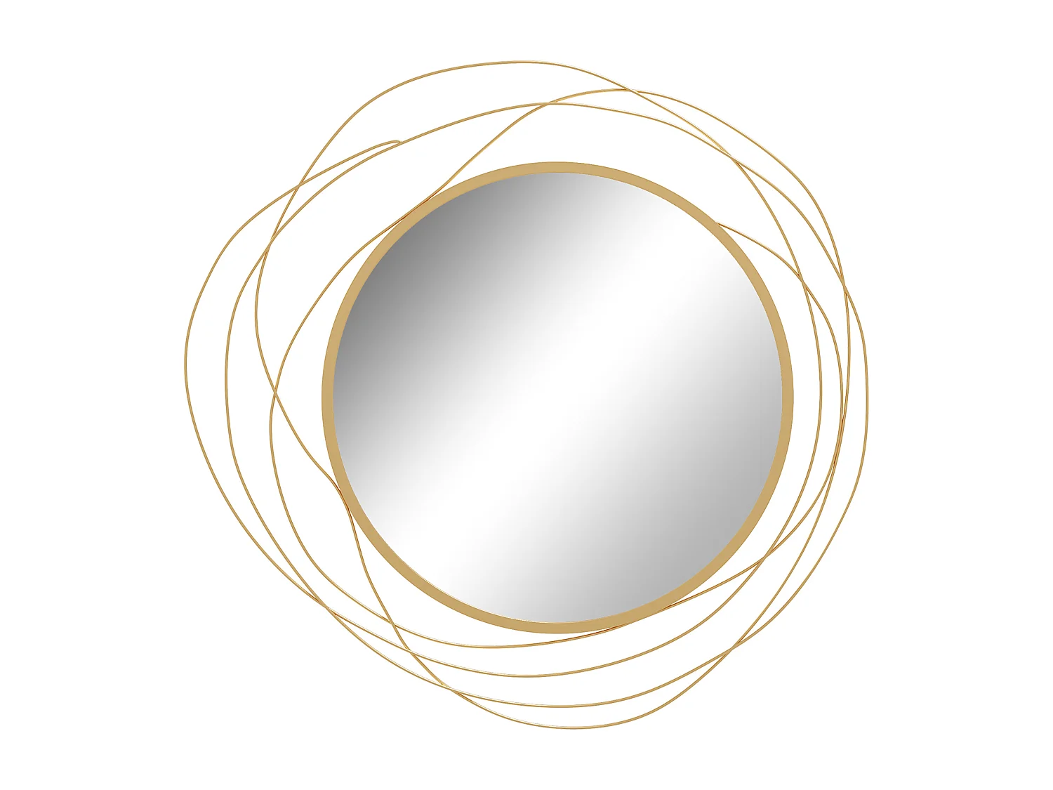 Miroir rond design moderne Ø 65 cm métal filaire doré