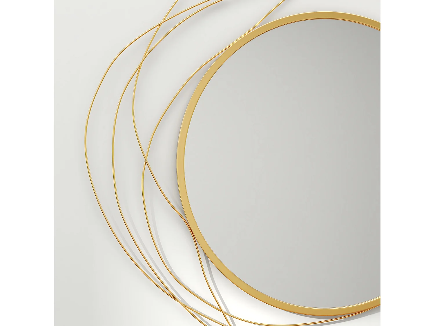 Miroir rond design moderne Ø 65 cm métal filaire doré