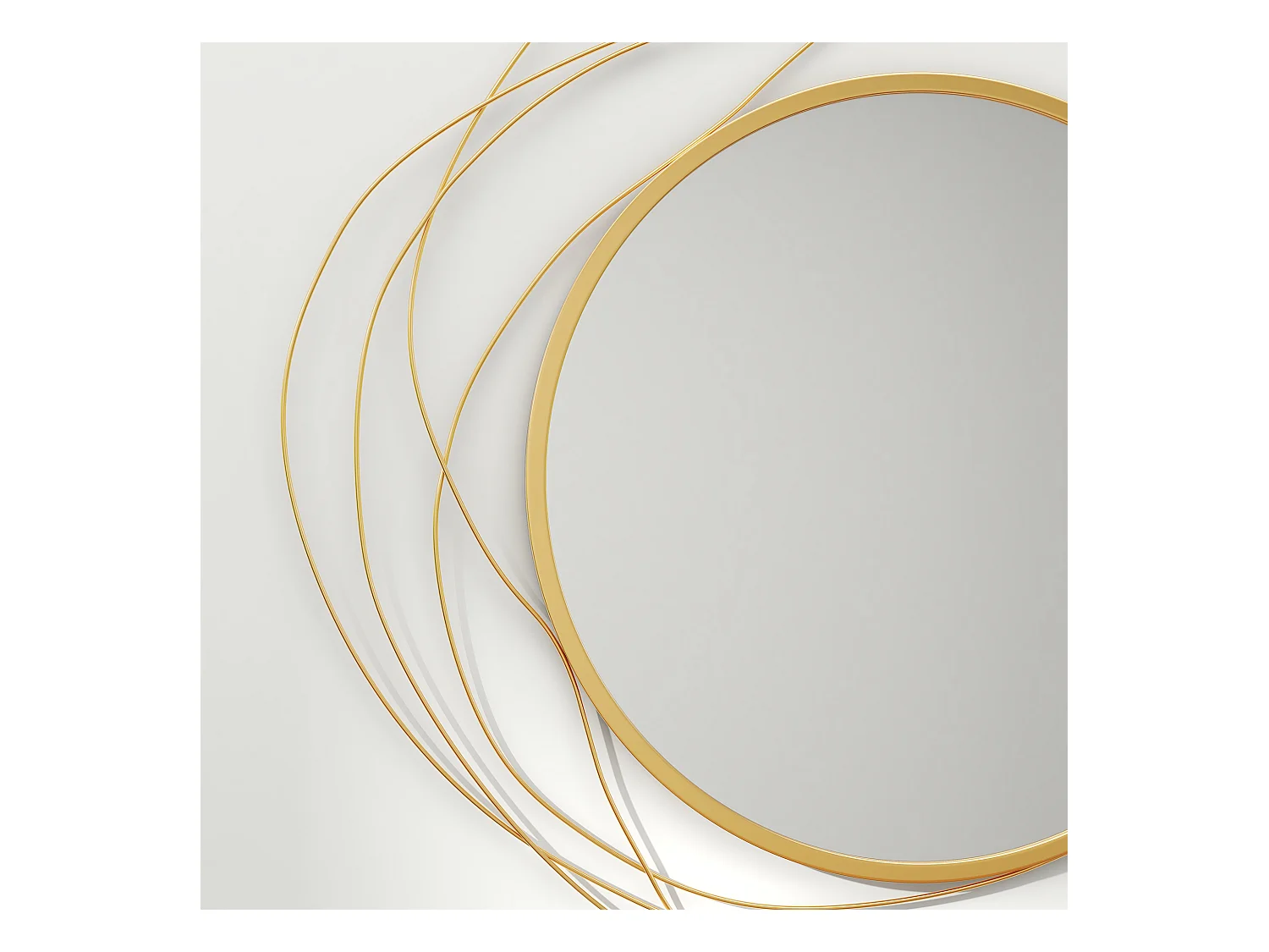 Miroir rond design moderne Ø 65 cm métal filaire doré