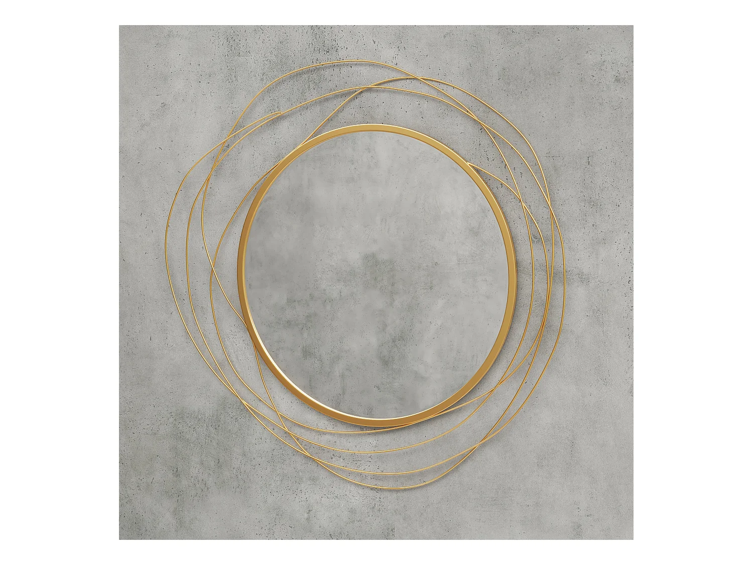 Miroir rond design moderne Ø 65 cm métal filaire doré