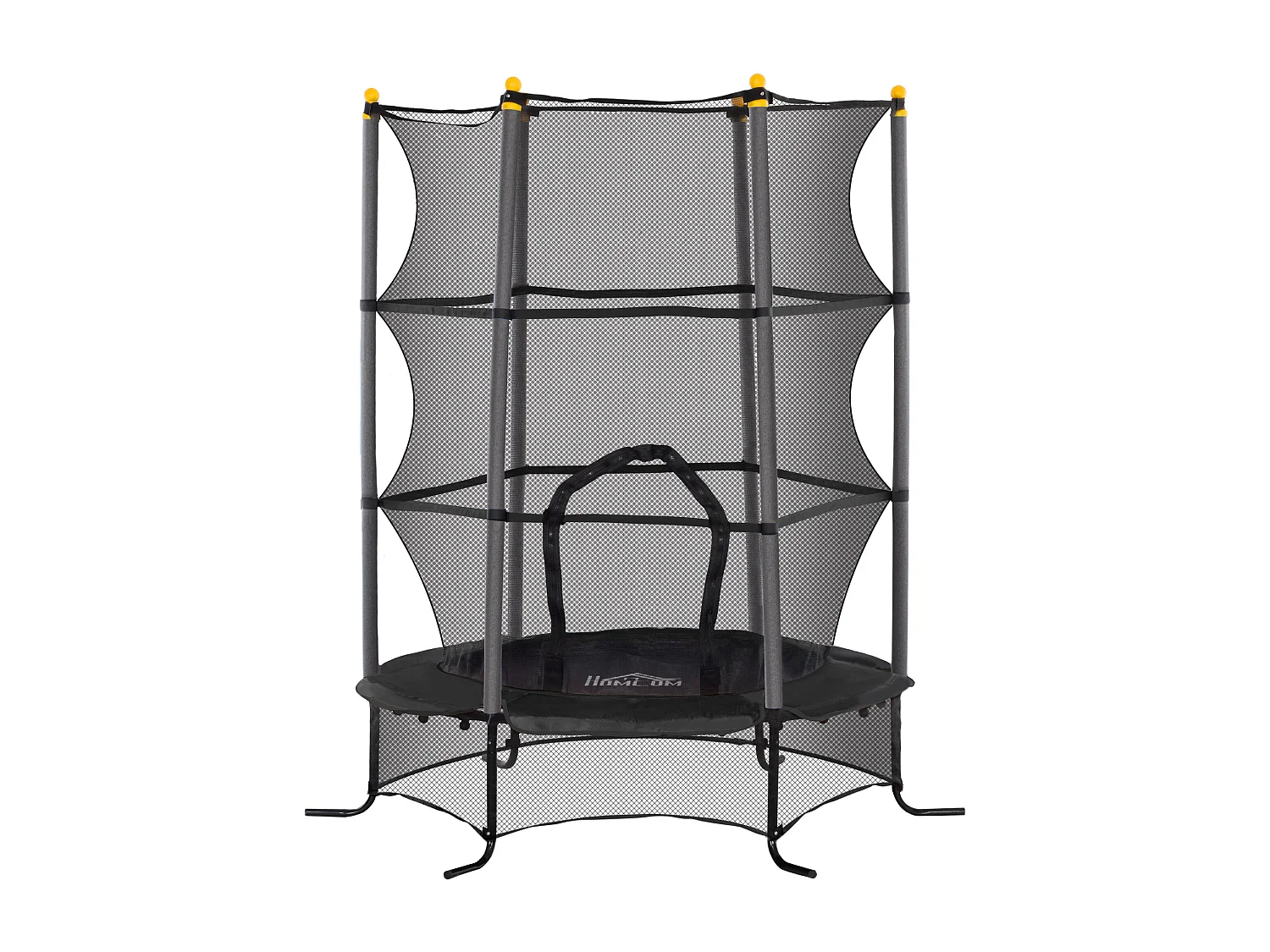 Trampoline de jardin enfants Ø 1,63 x 1,90H m filet de sécurité porte zipée couvre-ressorts + 6 poteaux rembourrés inclus bleu
