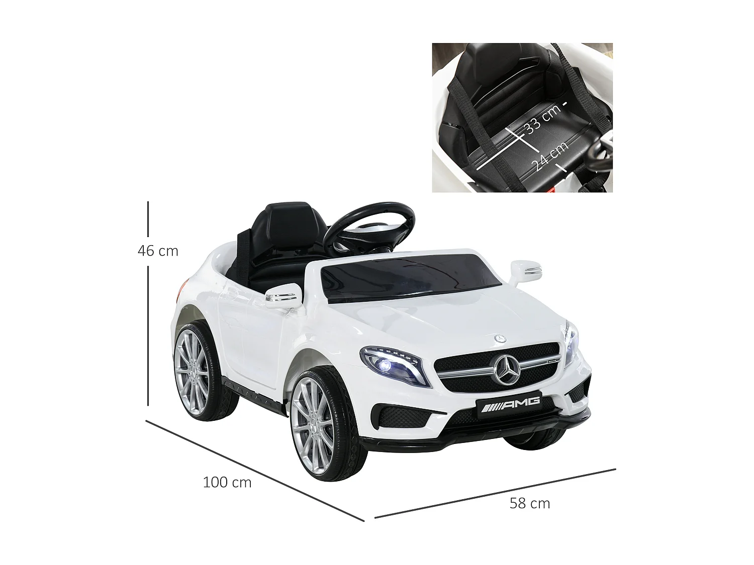 Voiture véhicule électrique enfant 6 V 7 Km/h max. télécommande effets sonores + lumineux Mercedes GLA AMG blanc
