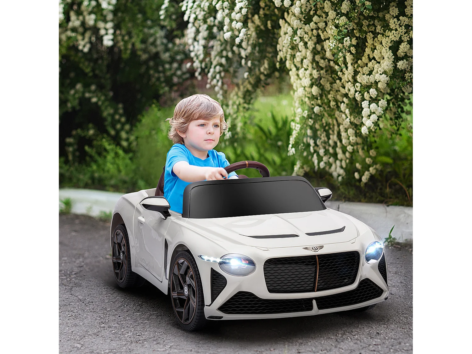 Véhicule électrique enfant Bentley Bacalar 2 moteurs 2 x 25 W télécommande effets sonores et lumineux blanc