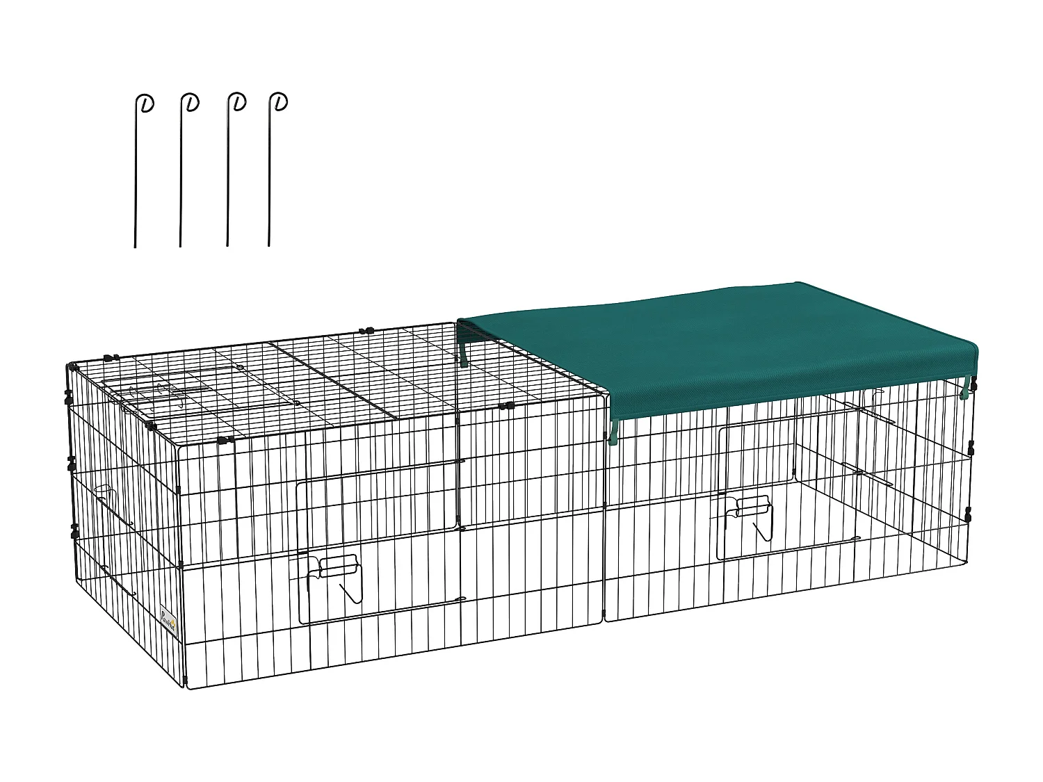 Parc enclos modulable acier avec bache pour lapins rongeurs petits animaux intérieur extérieur 185L x 75l x 50H cm vert