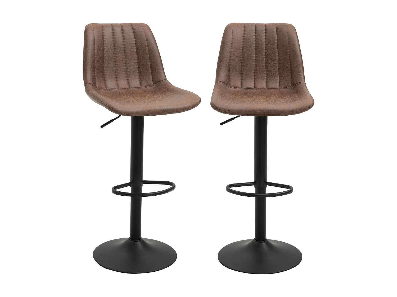 Lot de 2 tabourets de bar style vintage hauteur réglable pivotant repose-pied marron