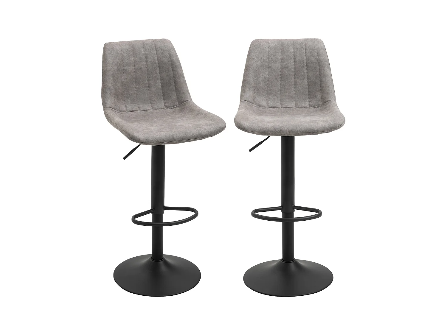Lot de 2 tabourets de bar style vintage hauteur réglable pivotant repose-pied gris