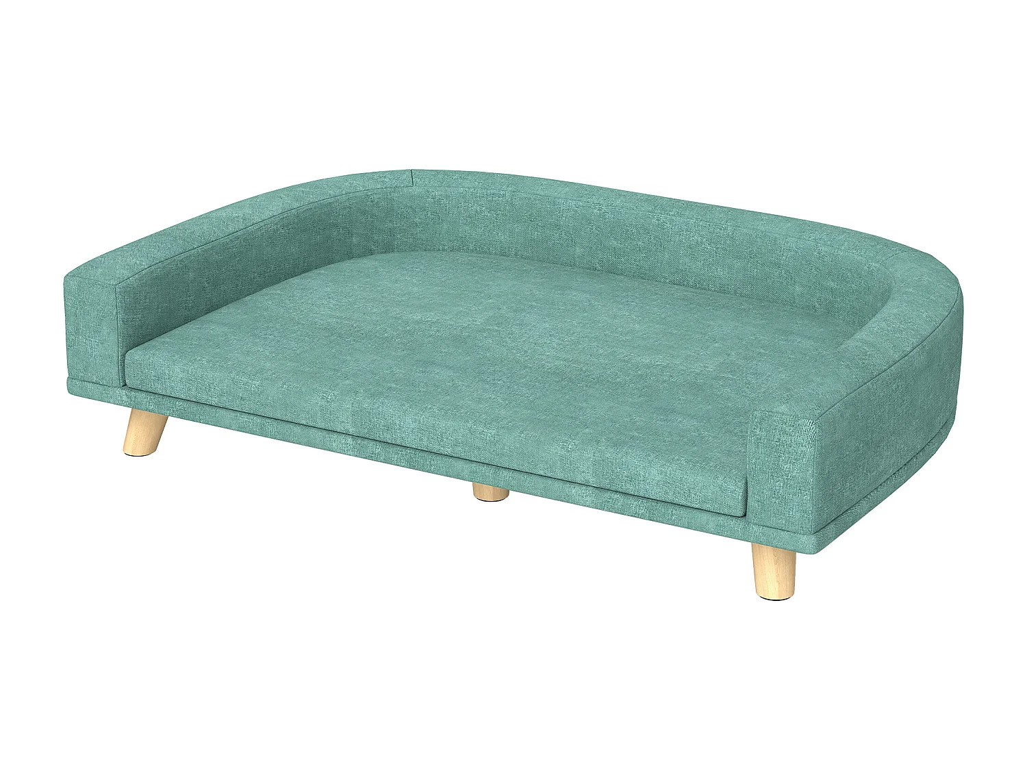 Canapé chien lit pour chien design scandinave coussin déhoussable dim 98L x 67l x 25H cm pieds bois tissu polyester vert