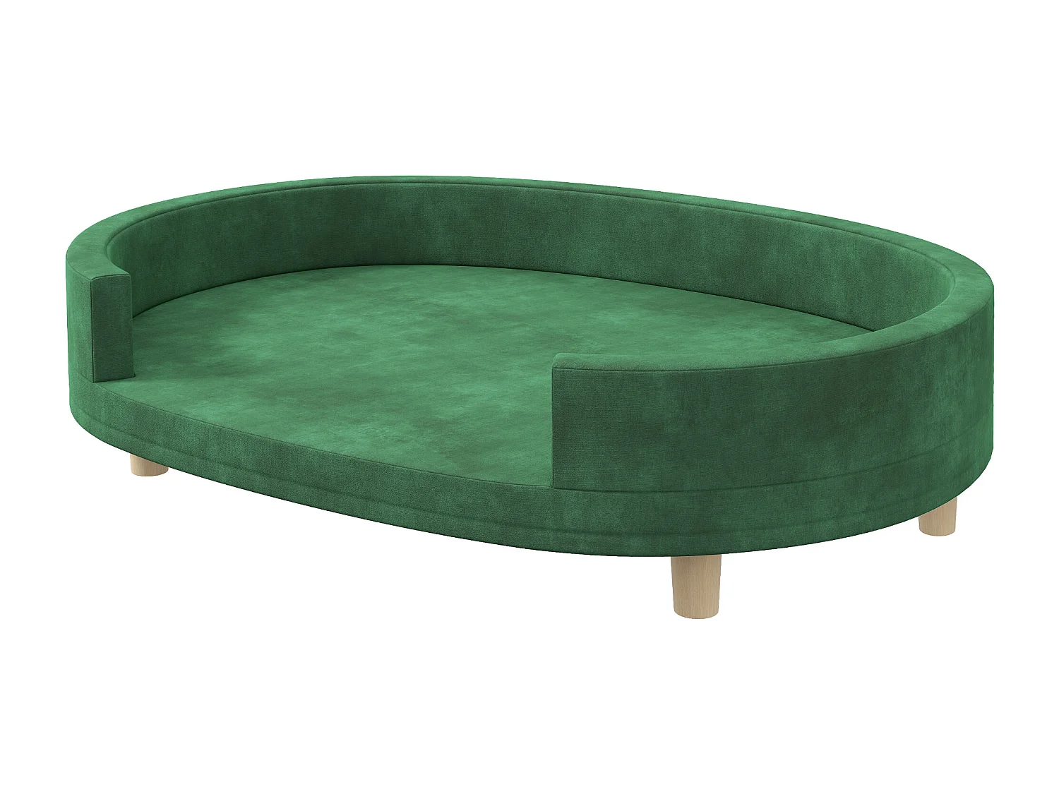Canapé chien style nordique grande taille dim. 100L x 70l x 25H cm  - coussin amovible - piètement bois velours vert