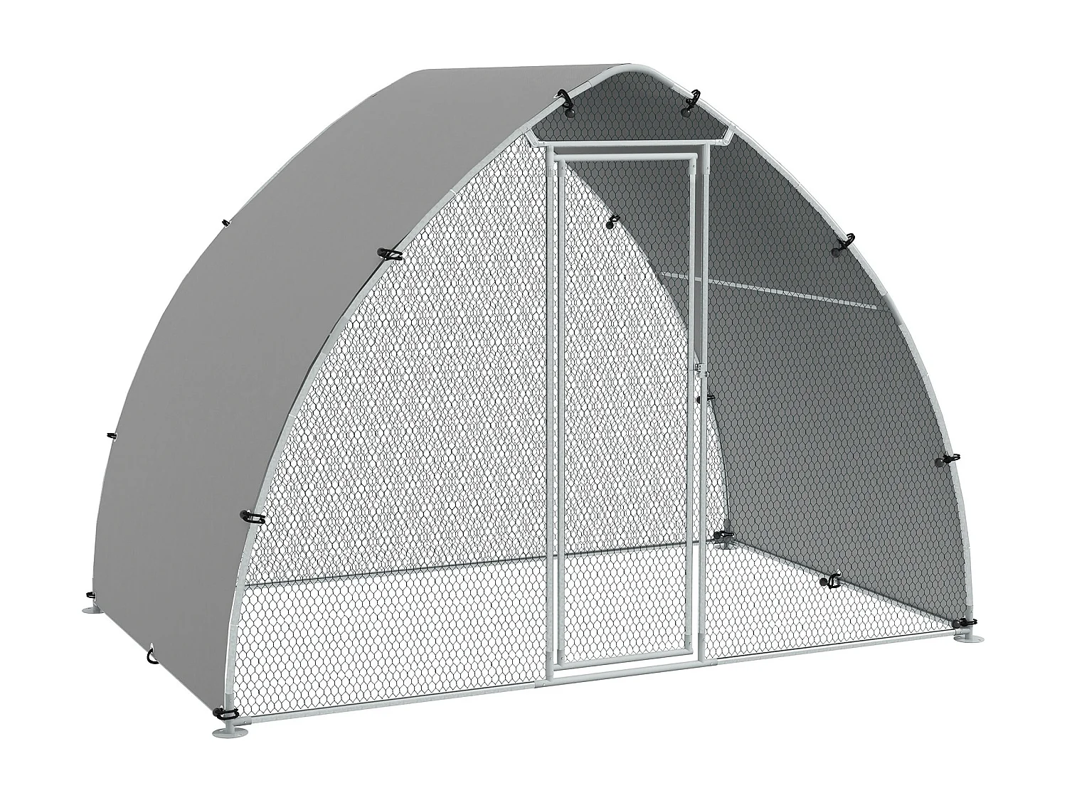 Enclos poulailler chenil 5,75 m² - toit anti-UV, porte verouillable - dim. 3,04L x 1,9l x 2,2H m - acier galvanisé