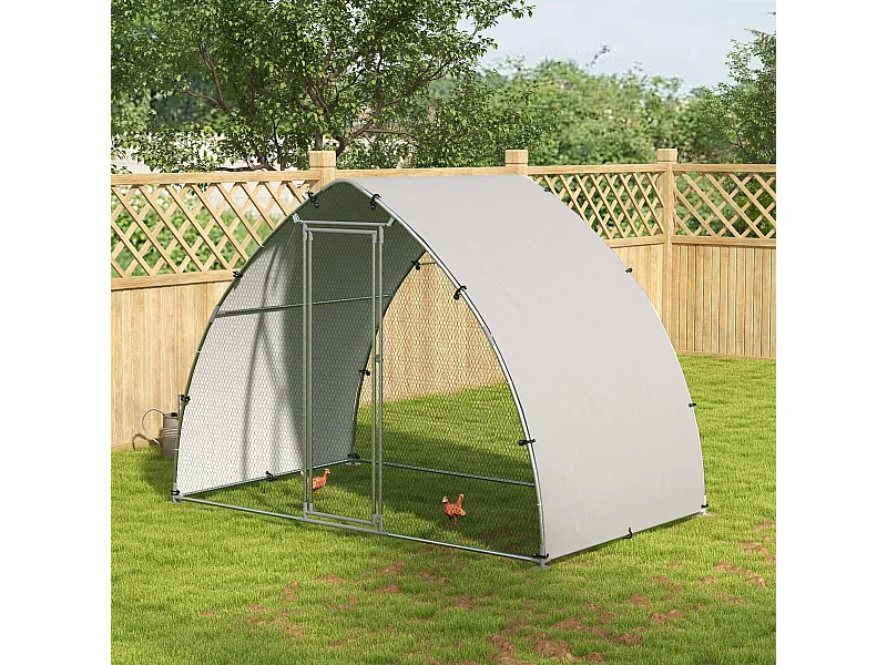 Enclos poulailler chenil 5,75 m² - toit anti-UV, porte verouillable - dim. 3,04L x 1,9l x 2,2H m - acier galvanisé