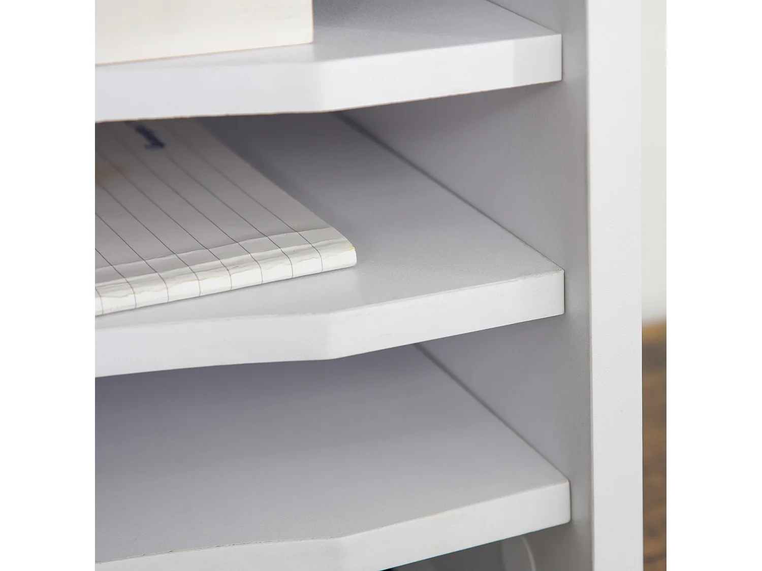 Organiseur bureau bois blanc avec 4 couches fournitures support d'imprimante dim. 35,5L x 25l x 28,6H cm