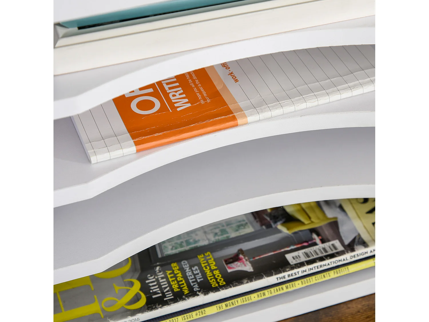 Organiseur bureau bois blanc avec 4 couches fournitures support d'imprimante dim. 35,5L x 25l x 28,6H cm