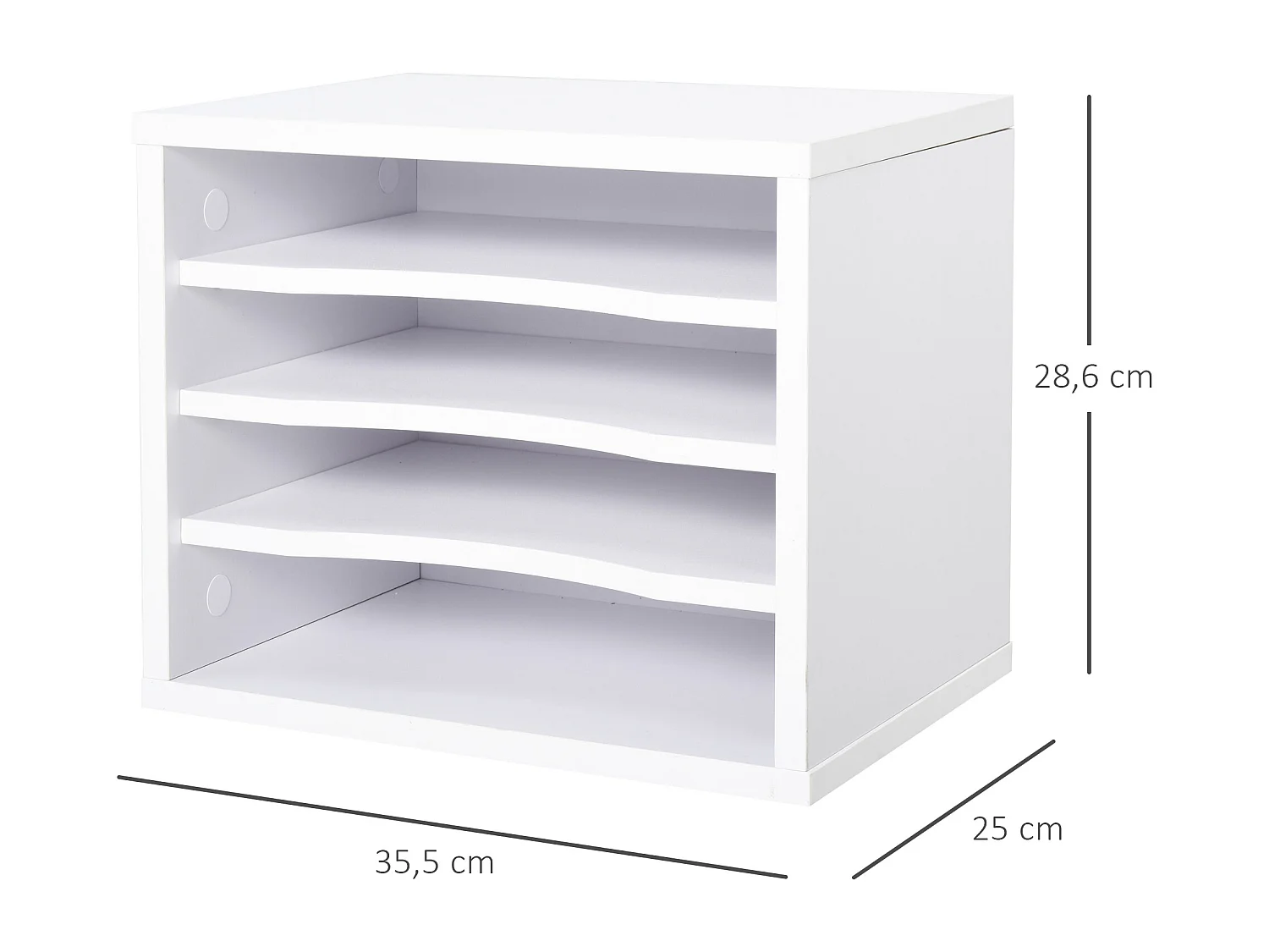 Organiseur bureau bois blanc avec 4 couches fournitures support d'imprimante dim. 35,5L x 25l x 28,6H cm