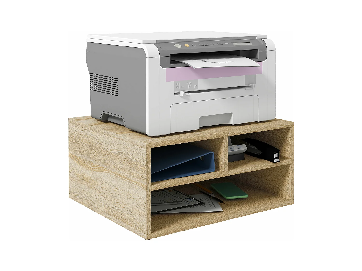 Organiseur de bureau 3 compartiments panneaux aspect chêne clair