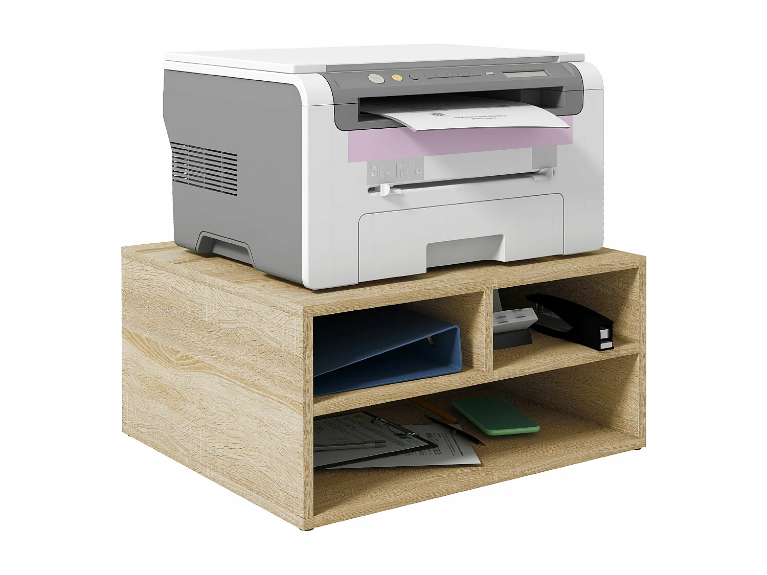 Organiseur de bureau 3 compartiments panneaux aspect chêne clair